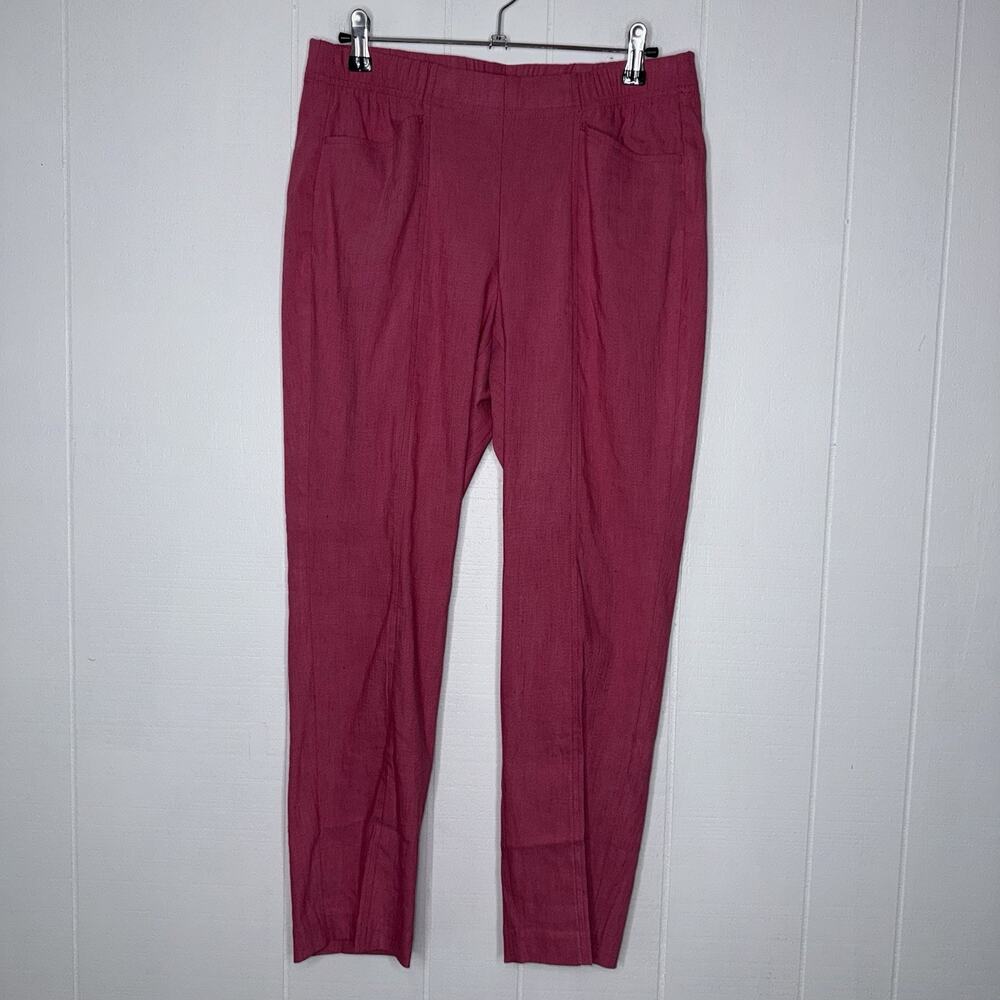 J. Jill Women’s Linen Stretch Angled Pocket Slim Leg Pants Pink Size Small